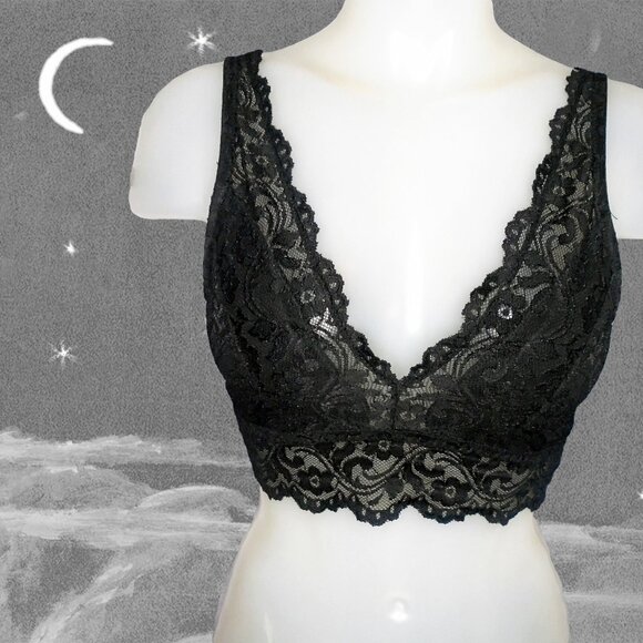 Lace Bralette Deep V Neck Wireless Bralette with Support - Buff - M - Picture 9 of 9